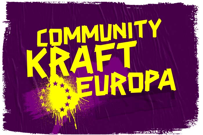 Mottobild des CSD Stuttgart zum Motto der Saison 2022: Community. Kraft. Europa